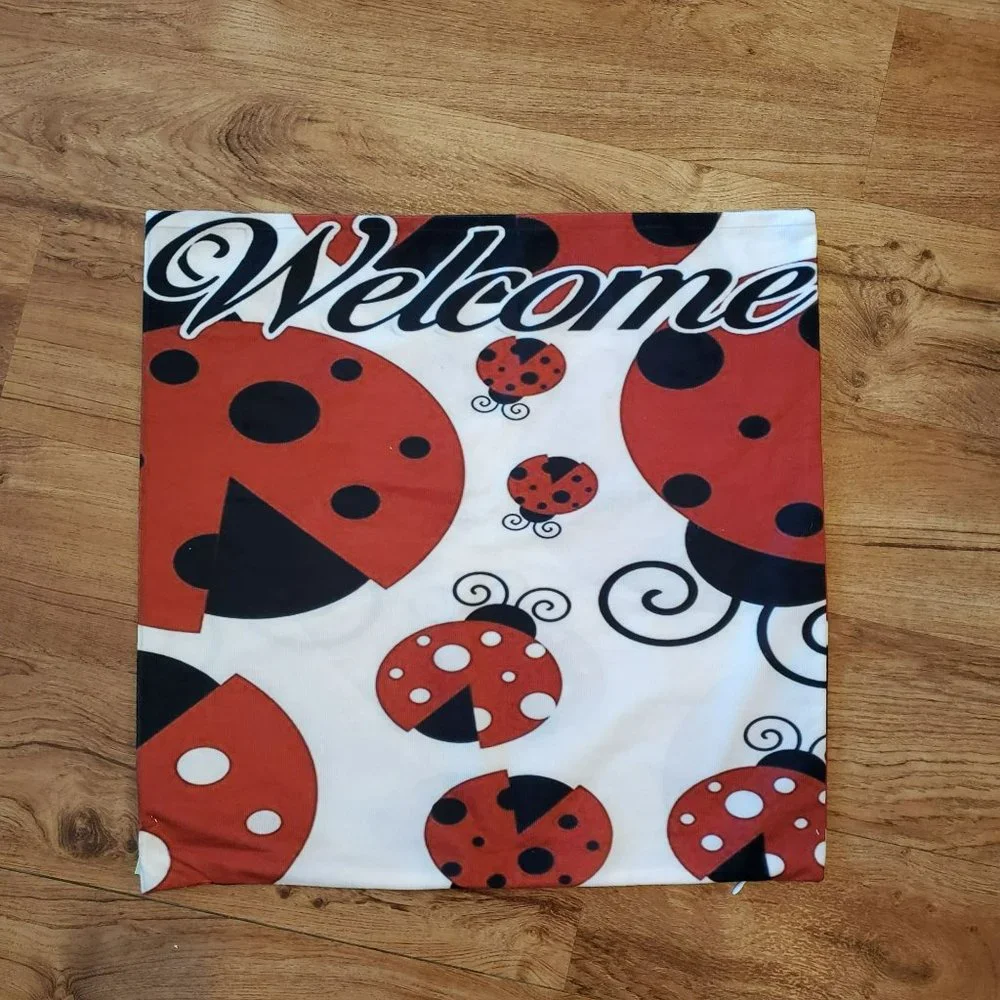 Ladybug Accent Pillow Covers, Set of 3, Lady Bug Insect Decor, Throw Pillow